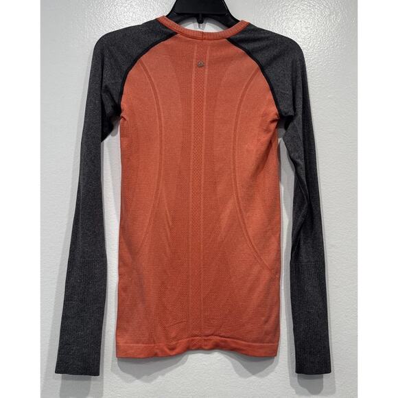 Lululemon Two Tone Run Swiftly Tech Long Sleeve Top Women’s Size 4 Coral Gray - Picture 4 of 6
